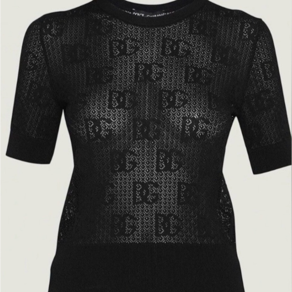 Dolce & Gabbana Black Sheer Lace Tee